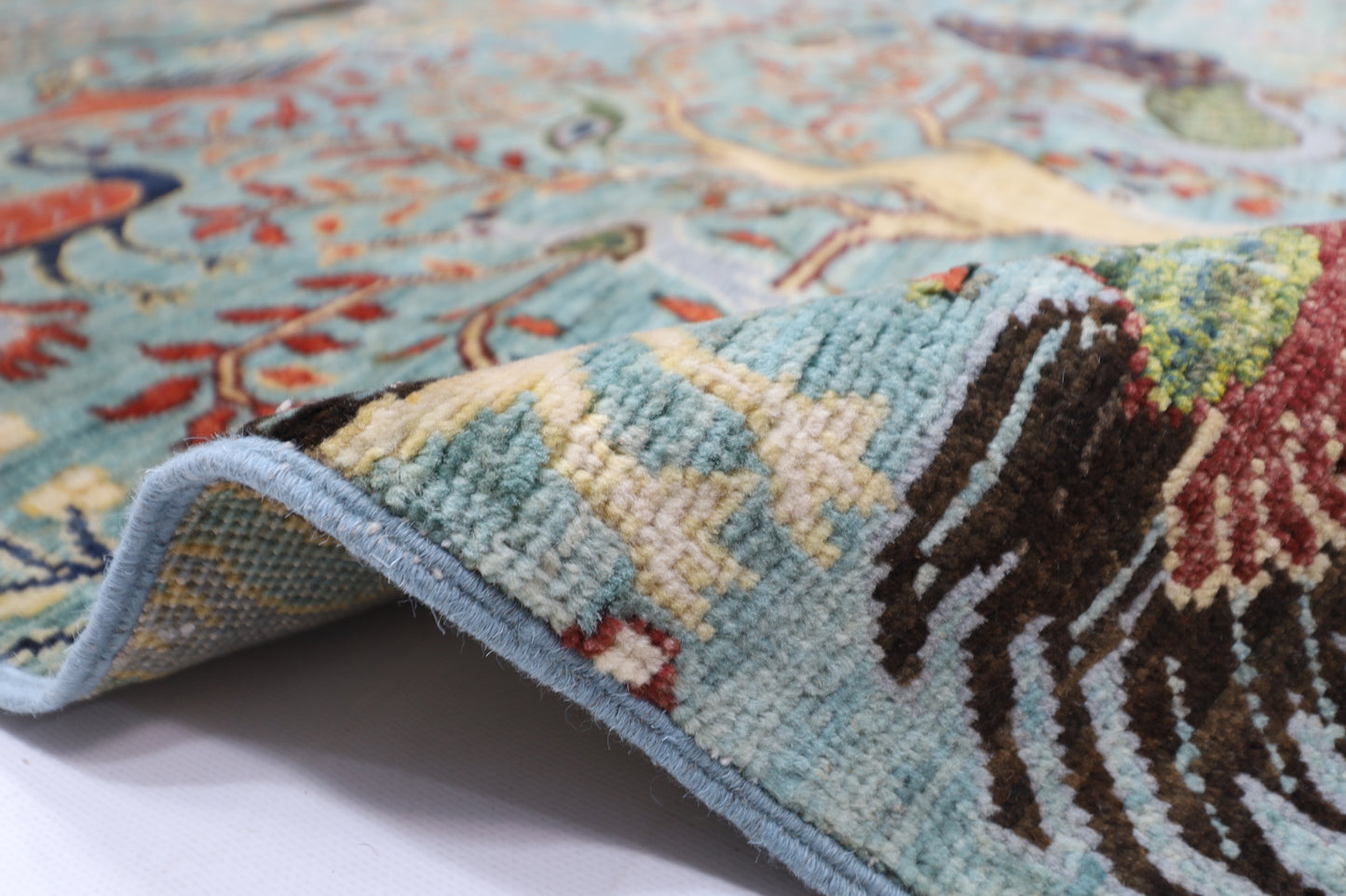 247 x 289 cm | Birds Pictorial Afghan Tribal Hand Knotted Veg Dye Wool carpet
