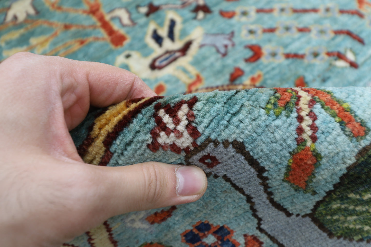 247 x 289 cm | Birds Pictorial Afghan Tribal Hand Knotted Veg Dye Wool carpet