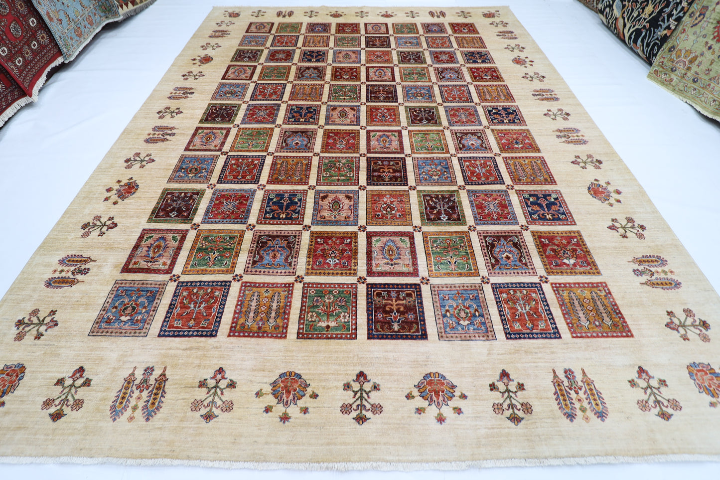 302 x 398 cm | Four Season Afghan Tribal Hand Knotted Veg Dye Wool carpet