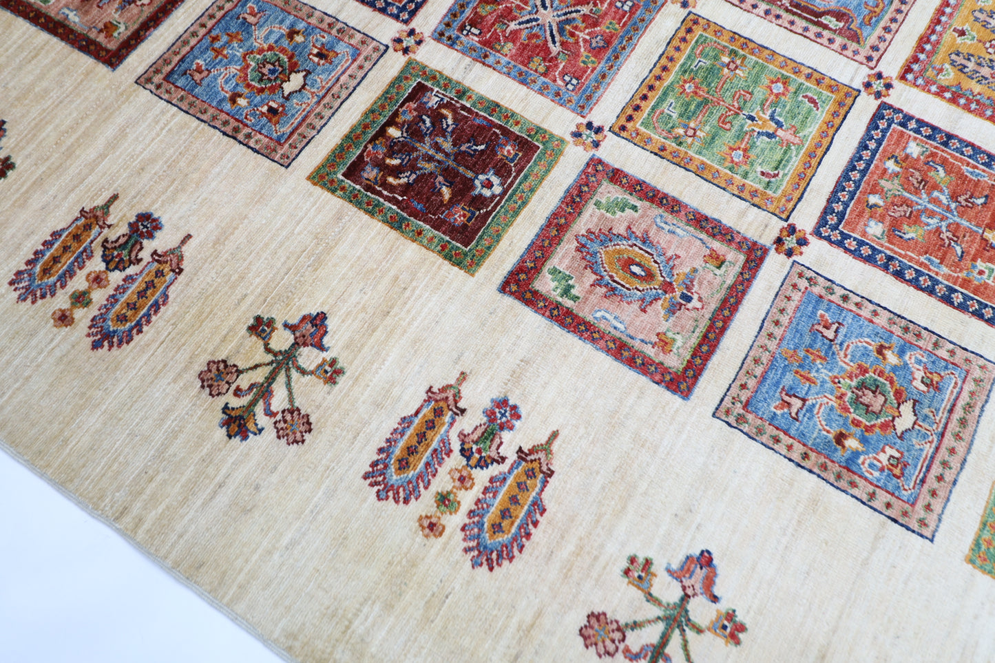302 x 398 cm | Four Season Afghan Tribal Hand Knotted Veg Dye Wool carpet
