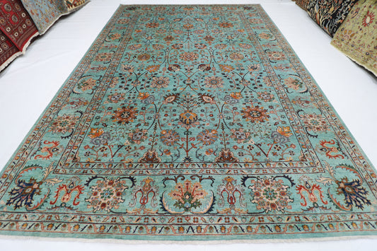 296 x 420 cm | Sultani Turquoise Afghan Tribal Hand Knotted Veg Dye Wool carpet