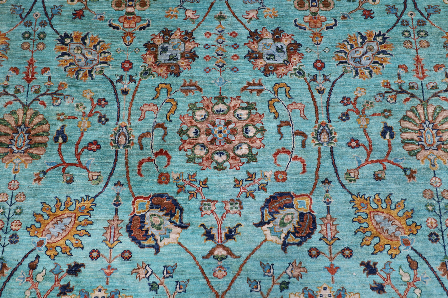 296 x 420 cm | Sultani Turquoise Afghan Tribal Hand Knotted Veg Dye Wool carpet