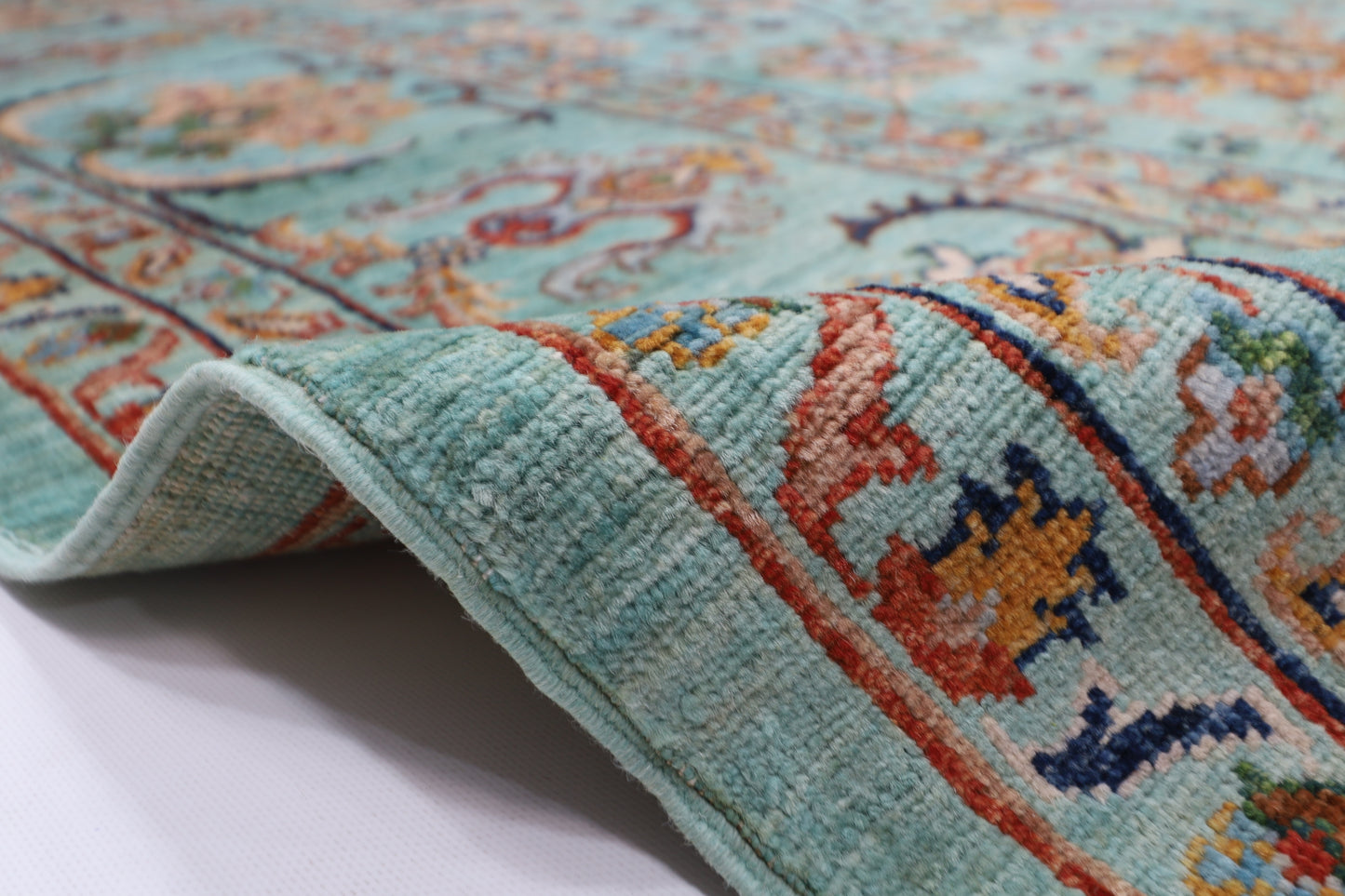 296 x 420 cm | Sultani Turquoise Afghan Tribal Hand Knotted Veg Dye Wool carpet