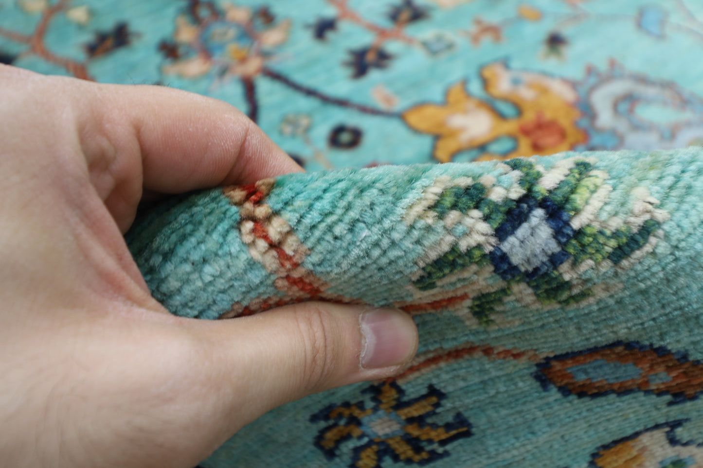 296 x 420 cm | Sultani Turquoise Afghan Tribal Hand Knotted Veg Dye Wool carpet