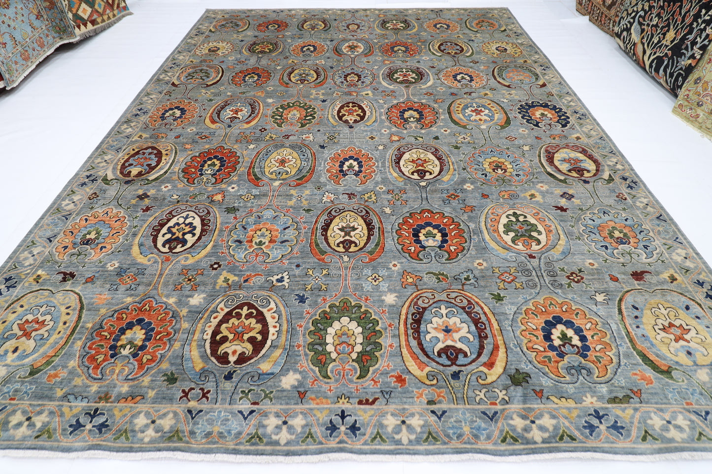 305 x 417 cm | Suzani Afghan Tribal Hand Knotted Veg Dye Wool carpet