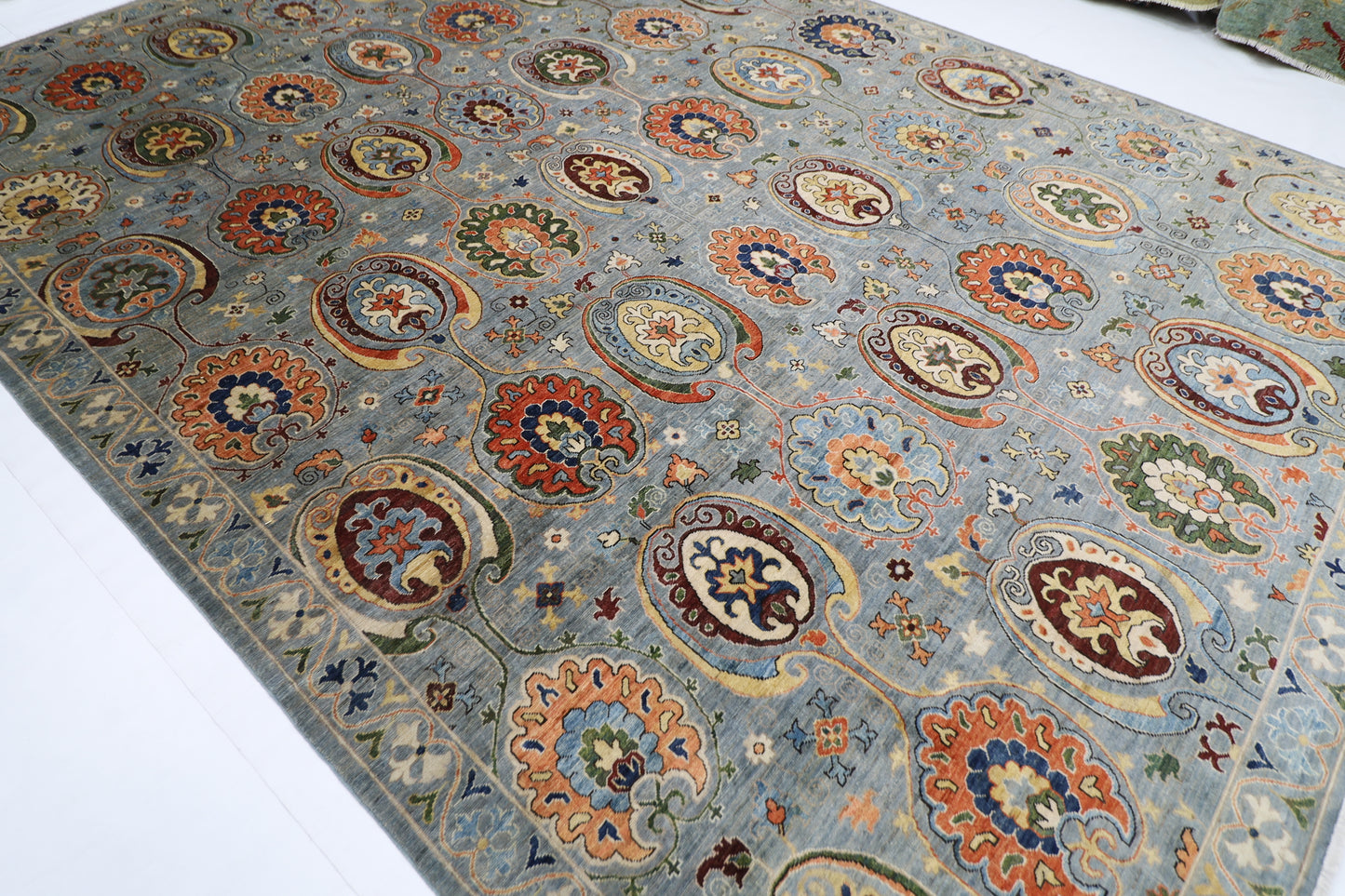 305 x 417 cm | Suzani Afghan Tribal Hand Knotted Veg Dye Wool carpet