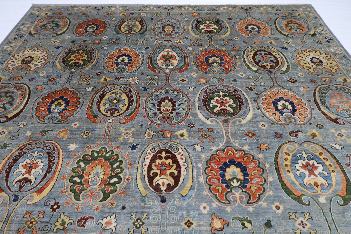 305 x 417 cm | Suzani Afghan Tribal Hand Knotted Veg Dye Wool carpet