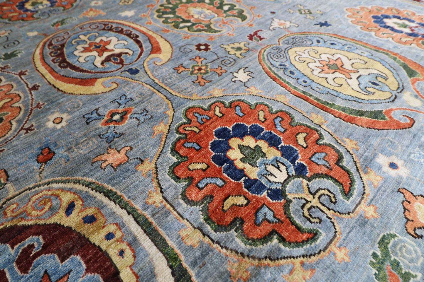 305 x 417 cm | Suzani Afghan Tribal Hand Knotted Veg Dye Wool carpet