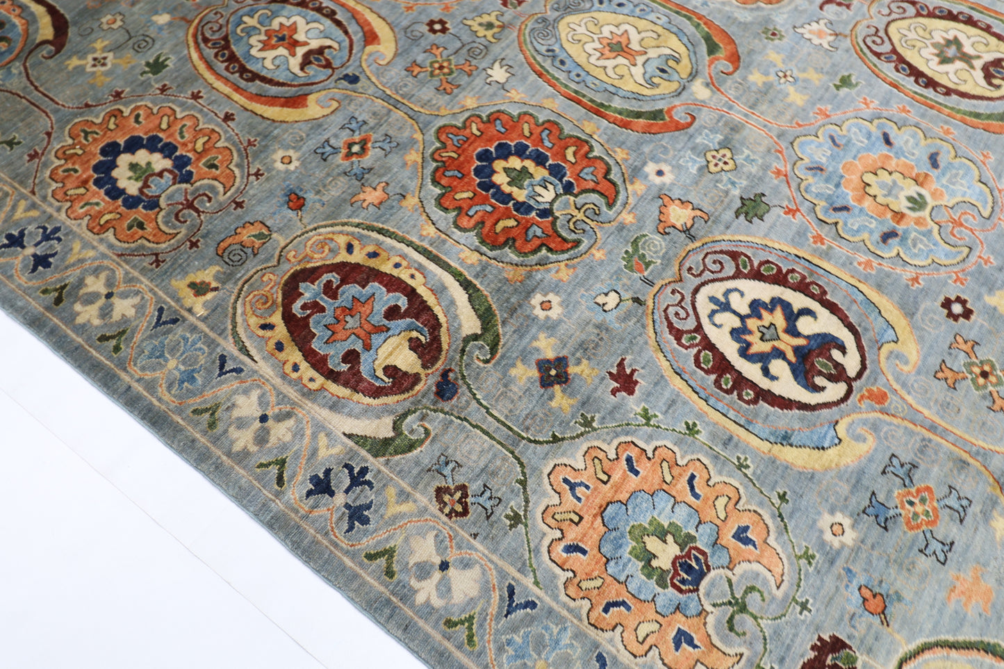 305 x 417 cm | Suzani Afghan Tribal Hand Knotted Veg Dye Wool carpet