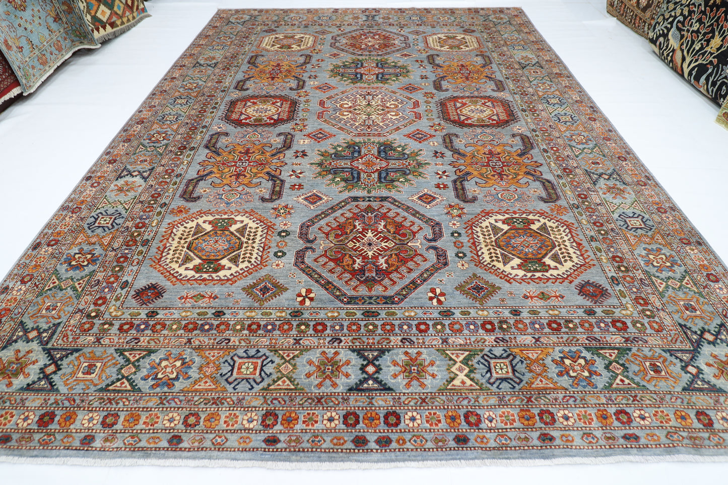 300 x 412 cm | Kazak Afghan Tribal Hand Knotted Veg Dye Wool carpet