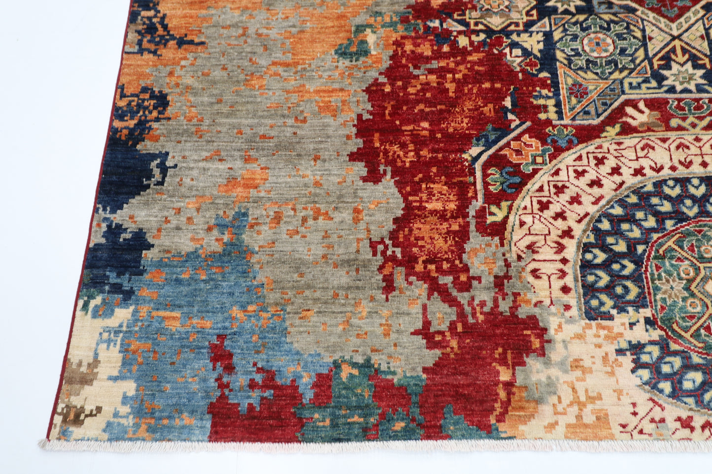 245 x 297 cm | Abstract Mamluk Afghan Tribal Hand Knotted Veg Dye Wool carpet