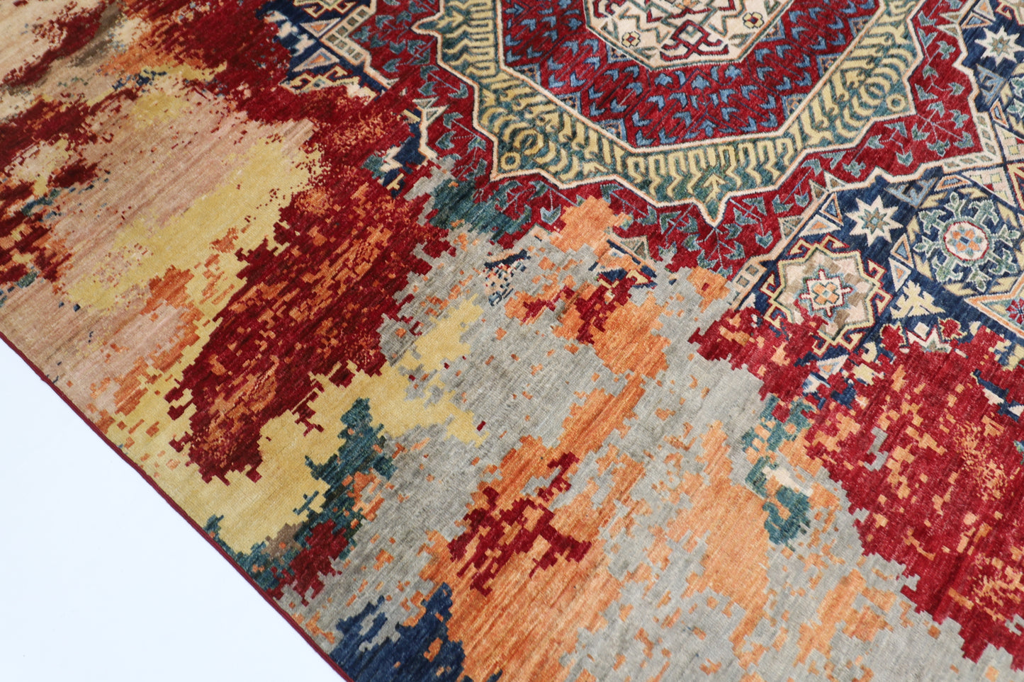 245 x 297 cm | Abstract Mamluk Afghan Tribal Hand Knotted Veg Dye Wool carpet