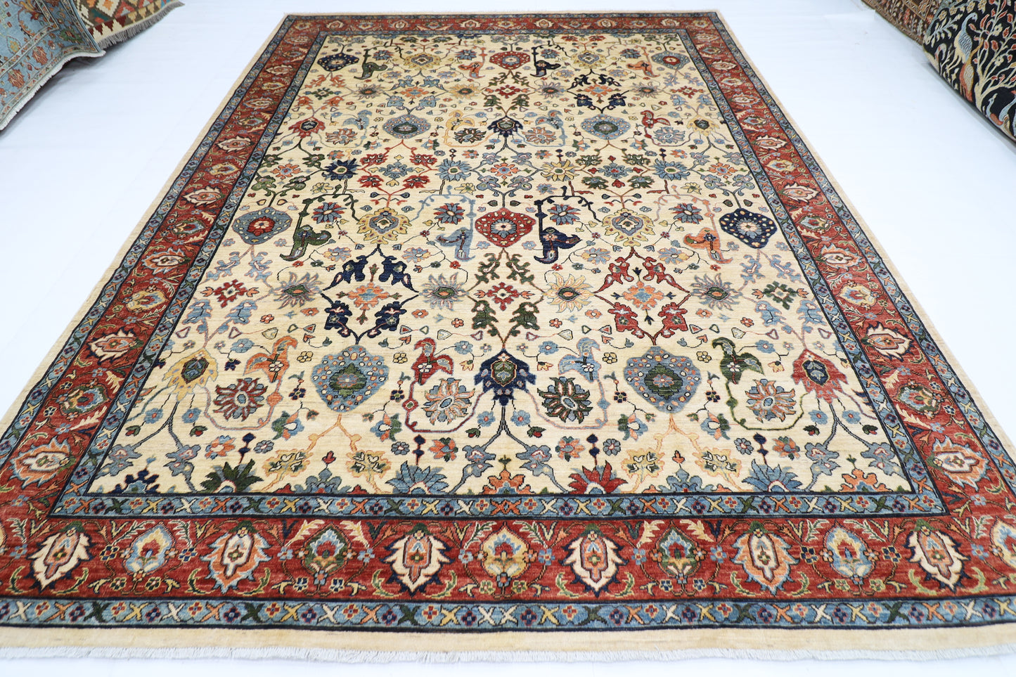 275 x 360 cm | Beige Aryana Afghan Tribal Hand Knotted Veg Dye Wool carpet