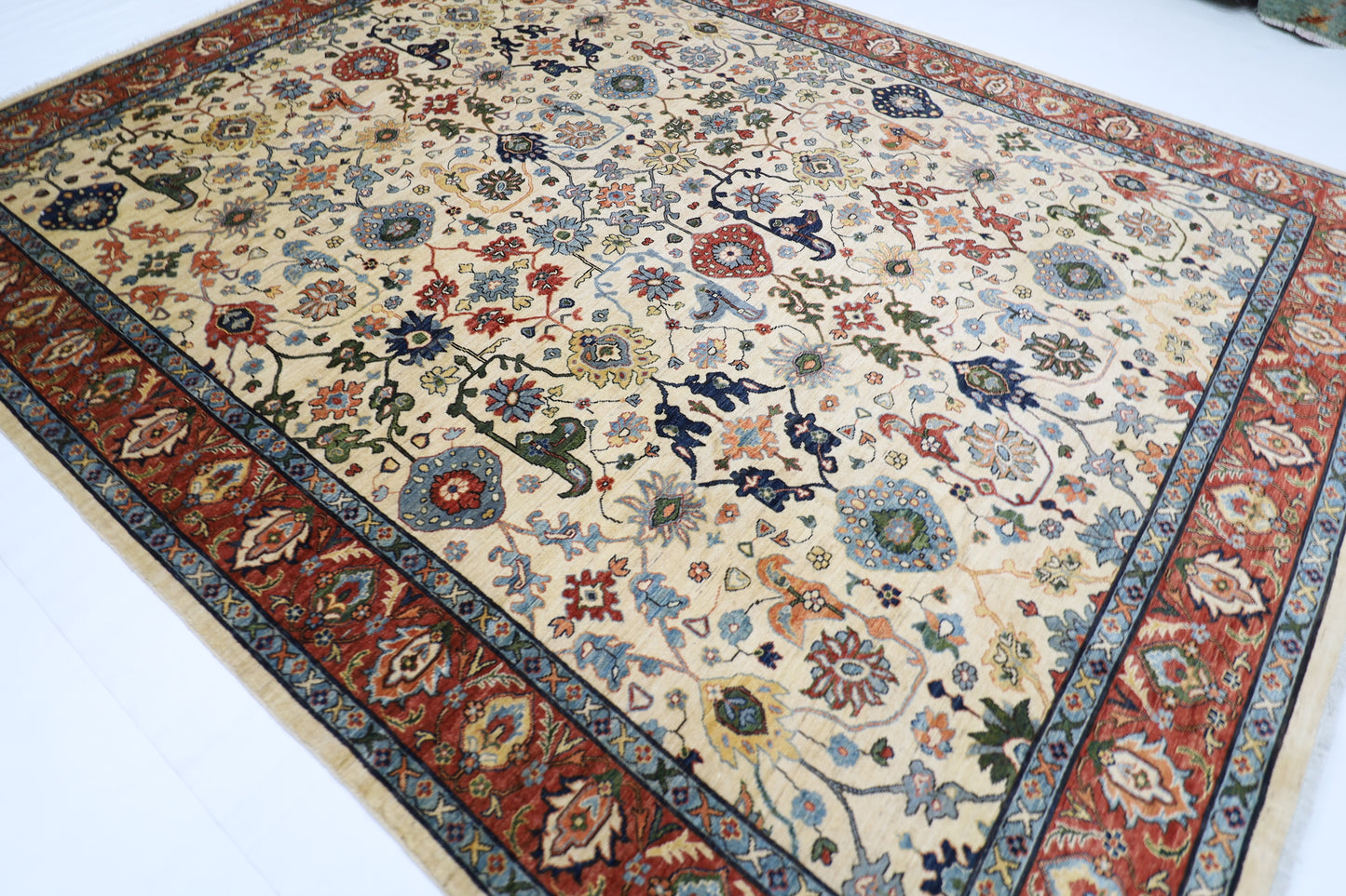 275 x 360 cm | Beige Aryana Afghan Tribal Hand Knotted Veg Dye Wool carpet