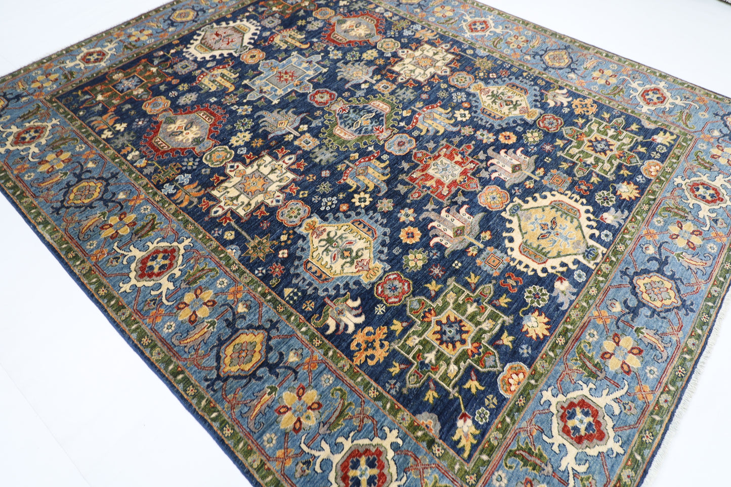 248 x 300 cm | Baluch Navy Afghan Tribal Hand Knotted Veg Dye Wool carpet
