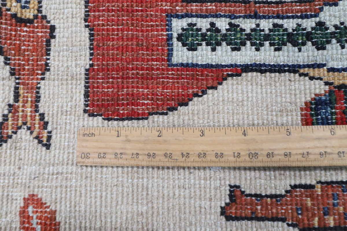 151 x 209 cm | Fish Design Hand Knotted Veg Dye Wool Afghan Carpet