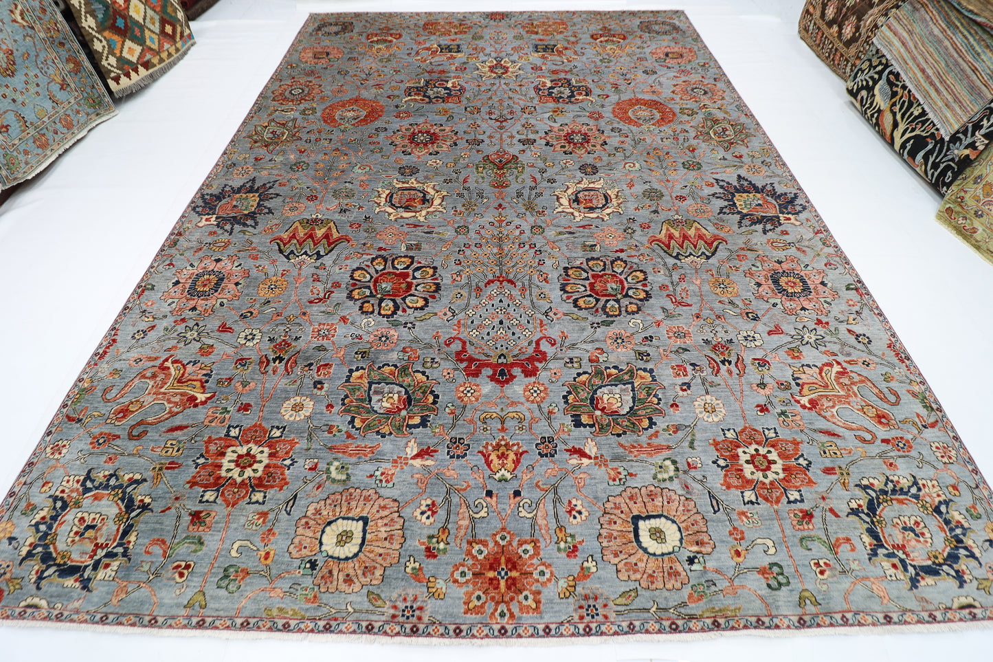 303 x 418 cm | Floral Afghan Tribal Hand Knotted Veg Dye Wool carpet