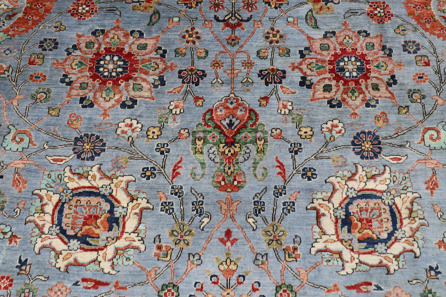 303 x 418 cm | Floral Afghan Tribal Hand Knotted Veg Dye Wool carpet