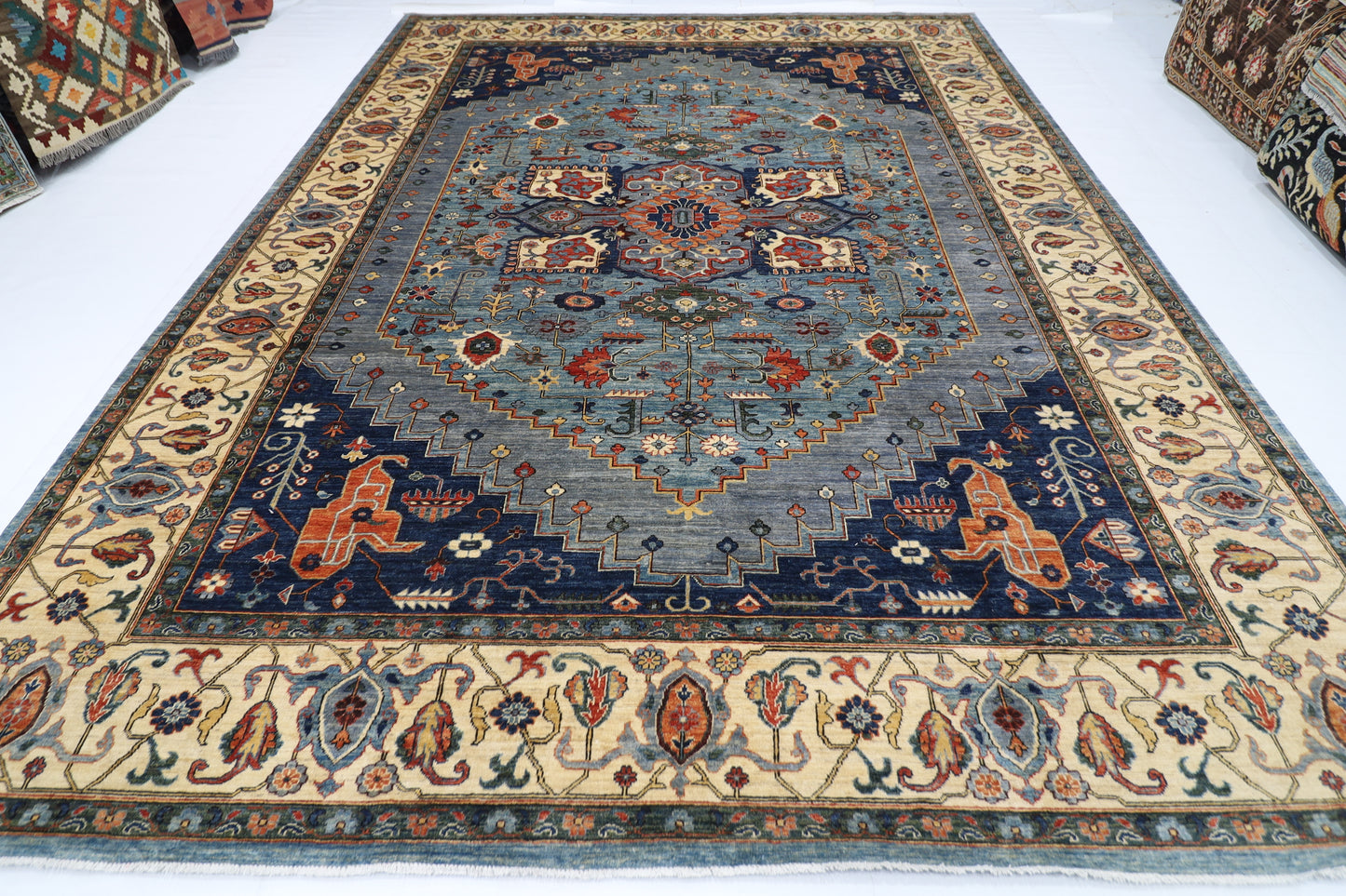 306 x 415 cm | Serapi Afghan Tribal Hand Knotted Veg Dye Wool carpet