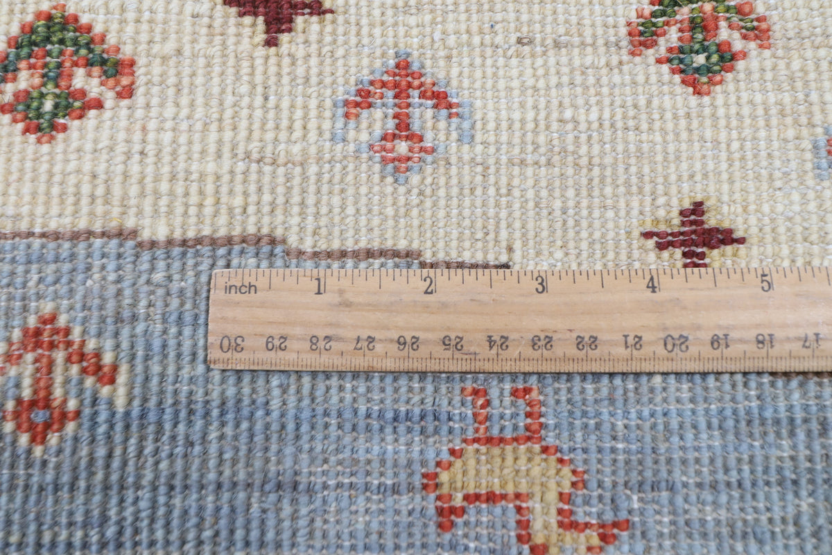 147 x 202 cm | Landscape Design Hand Knotted Veg Dye Wool Afghan Carpet