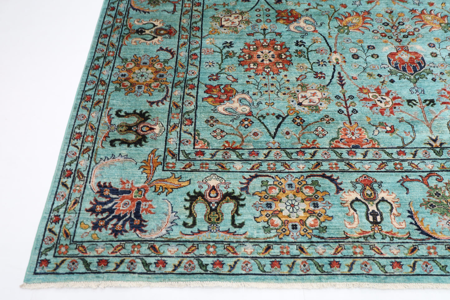 305 x 410 cm | Sultani Turquoise Afghan Tribal Hand Knotted Veg Dye Wool carpet