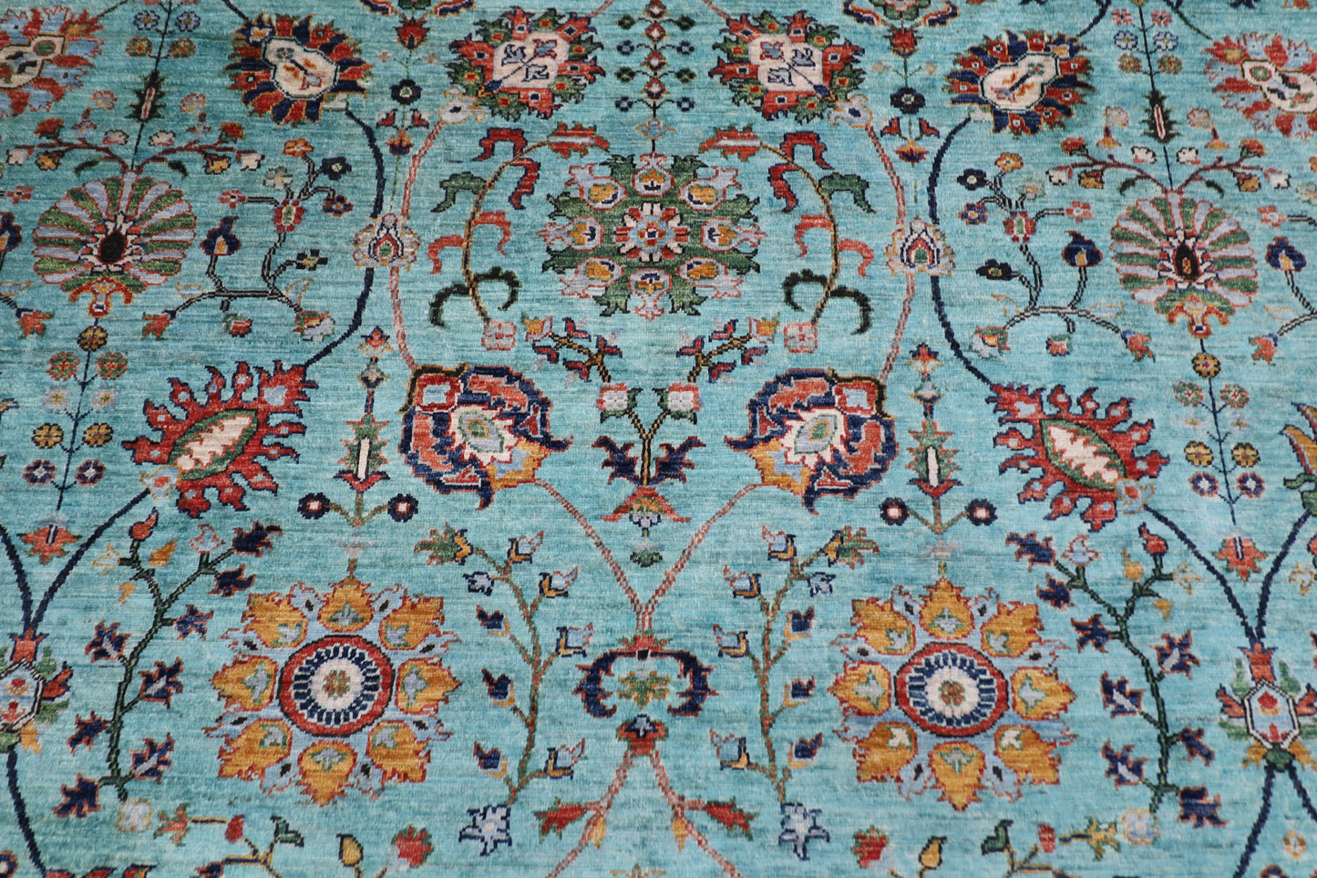 305 x 410 cm | Sultani Turquoise Afghan Tribal Hand Knotted Veg Dye Wool carpet