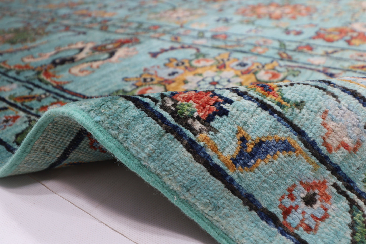 305 x 410 cm | Sultani Turquoise Afghan Tribal Hand Knotted Veg Dye Wool carpet
