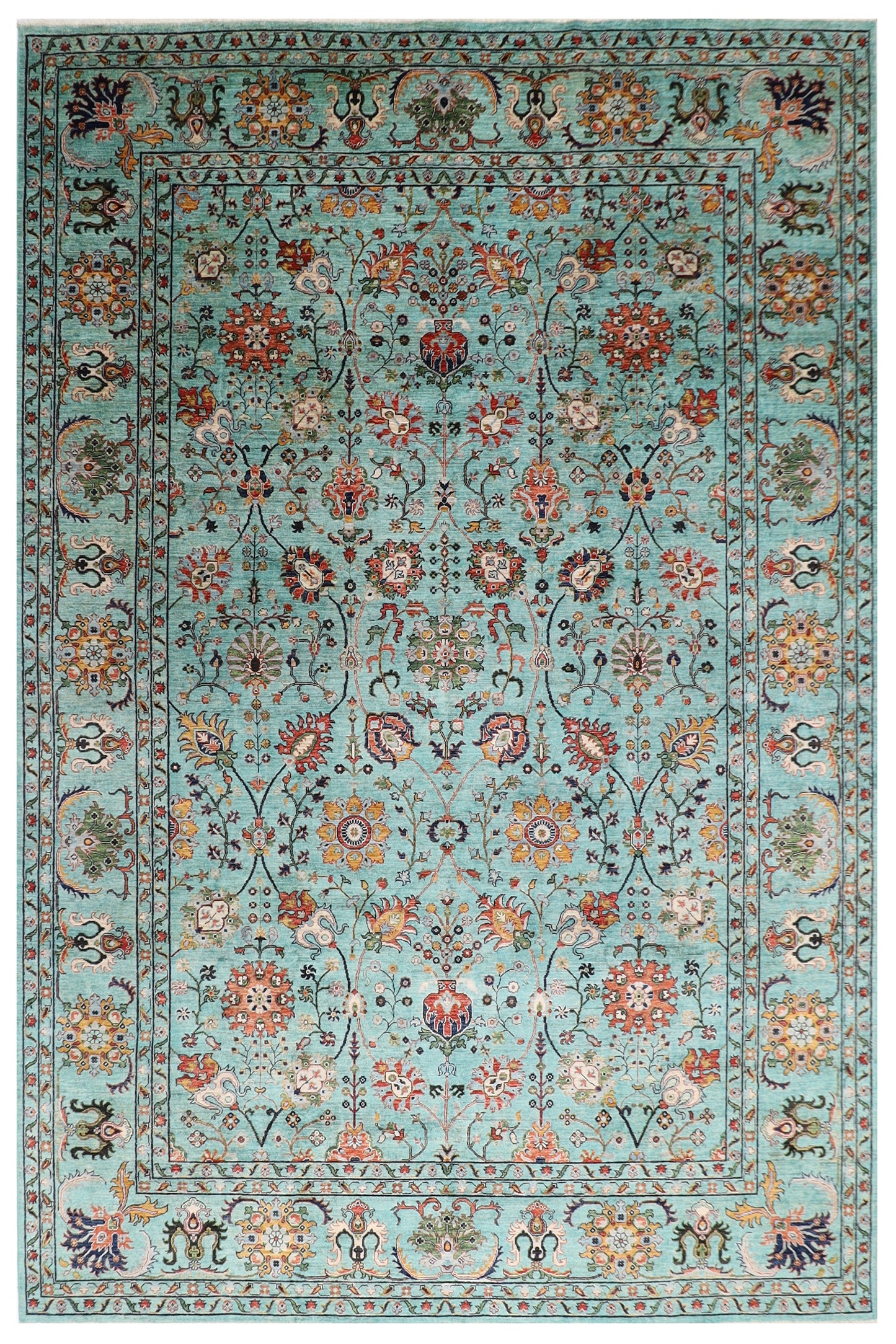 305 x 410 cm | Sultani Turquoise Afghan Tribal Hand Knotted Veg Dye Wool carpet