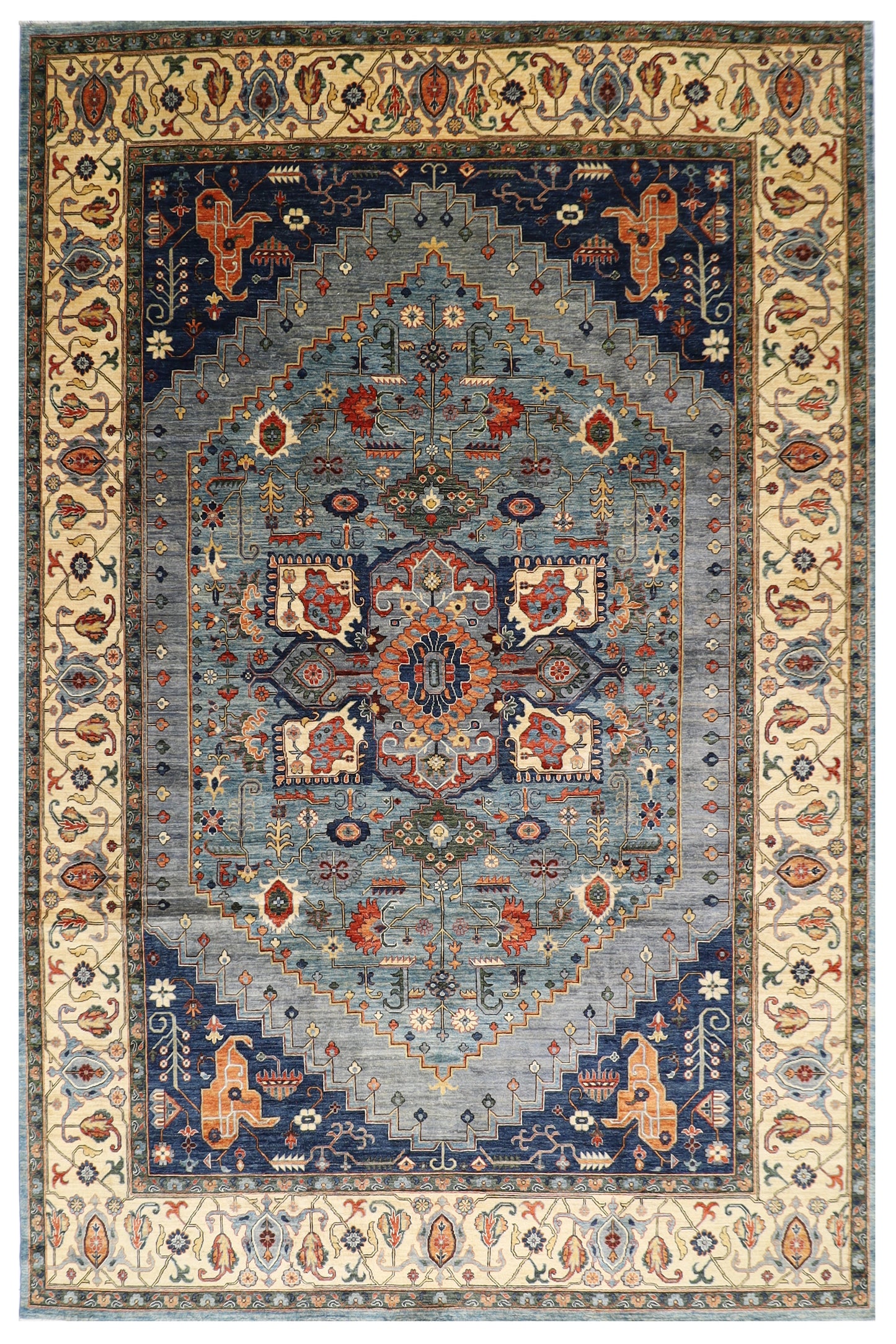 306 x 415 cm | Serapi Afghan Tribal Hand Knotted Veg Dye Wool carpet