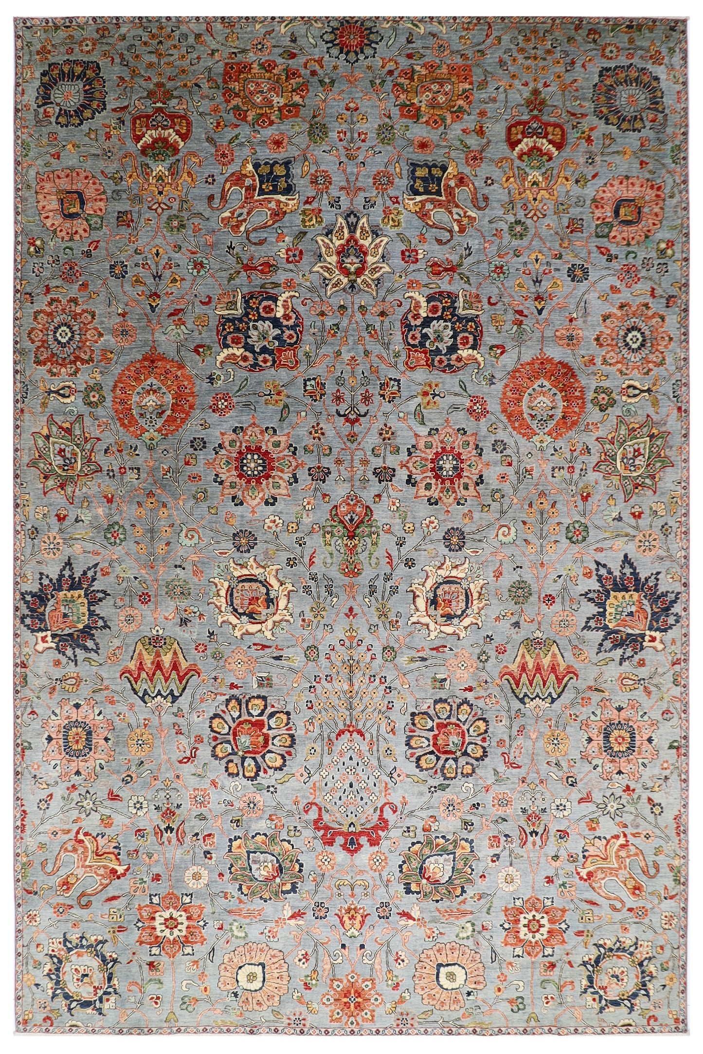 303 x 418 cm | Floral Afghan Tribal Hand Knotted Veg Dye Wool carpet