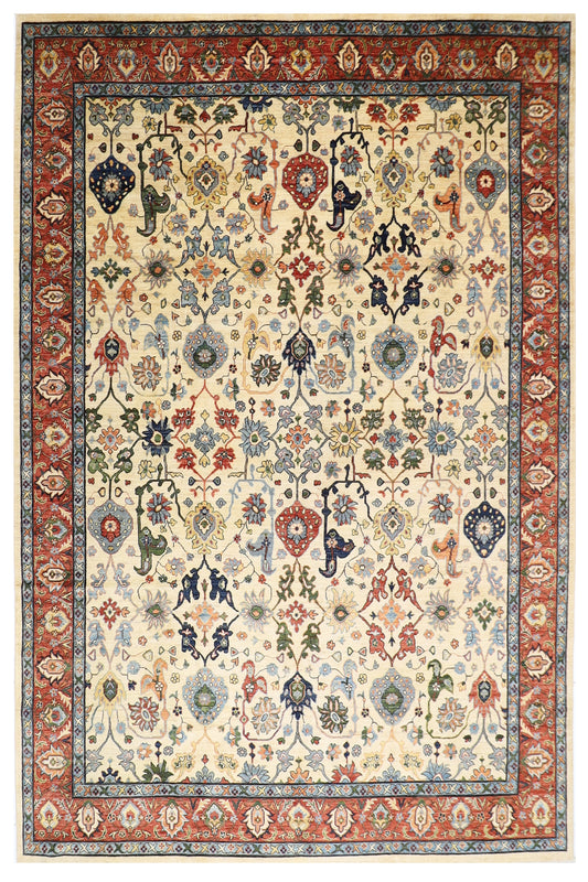 275 x 360 cm | Beige Aryana Afghan Tribal Hand Knotted Veg Dye Wool carpet