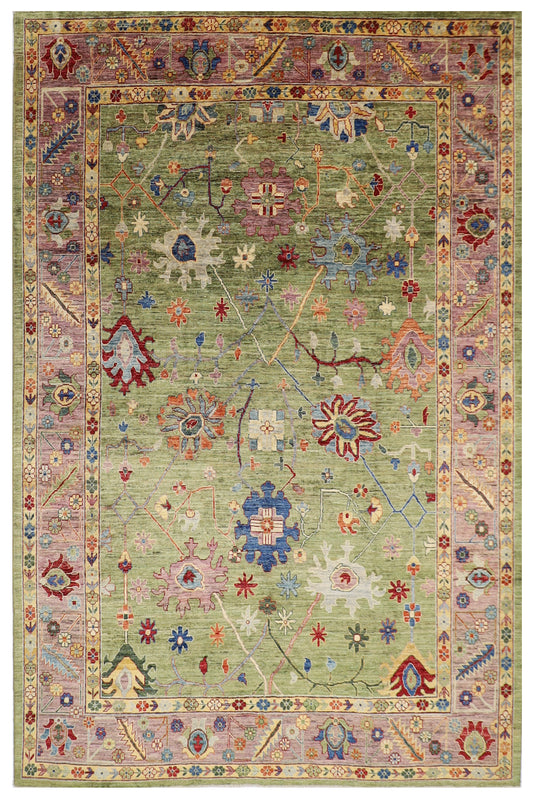281 x 355 cm | Oushak Afghan Tribal Hand Knotted Veg Dye Wool carpet