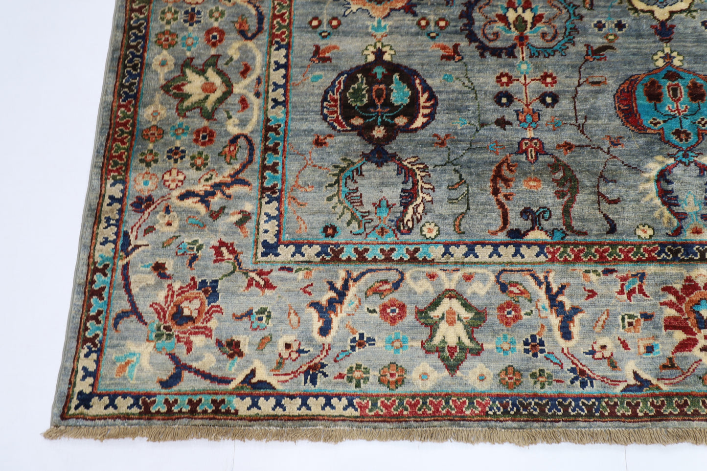 202 x 191 cm | Sultani Sqaure Afghan Tribal Hand Knotted Veg Dye Wool carpet
