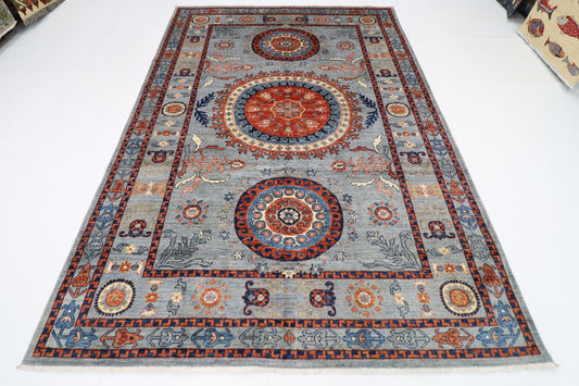 202 x 293 cm | Suzani Afghan Tribal Hand Knotted Veg Dye Wool carpet