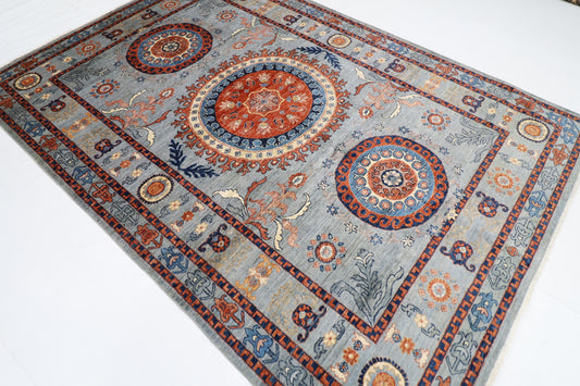 202 x 293 cm | Suzani Afghan Tribal Hand Knotted Veg Dye Wool carpet