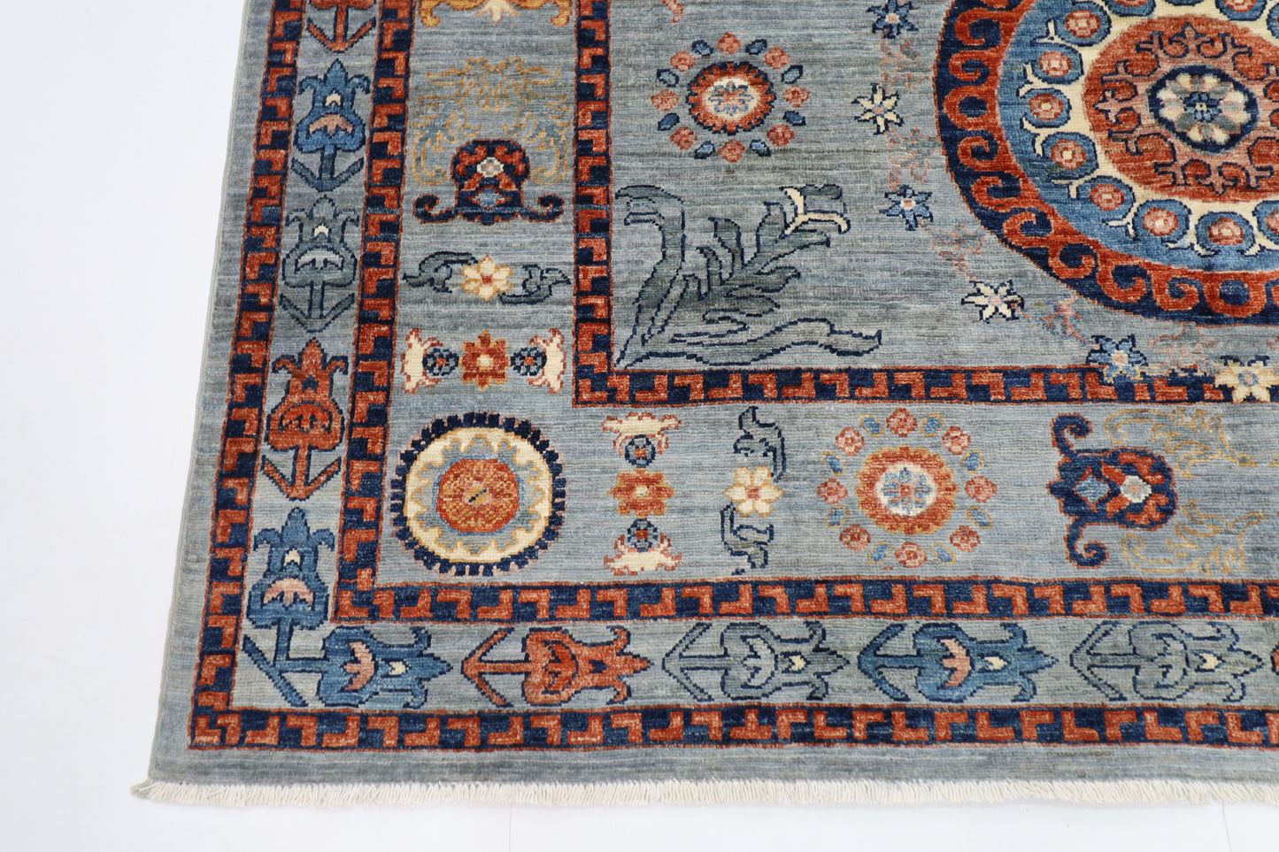 202 x 293 cm | Suzani Afghan Tribal Hand Knotted Veg Dye Wool carpet