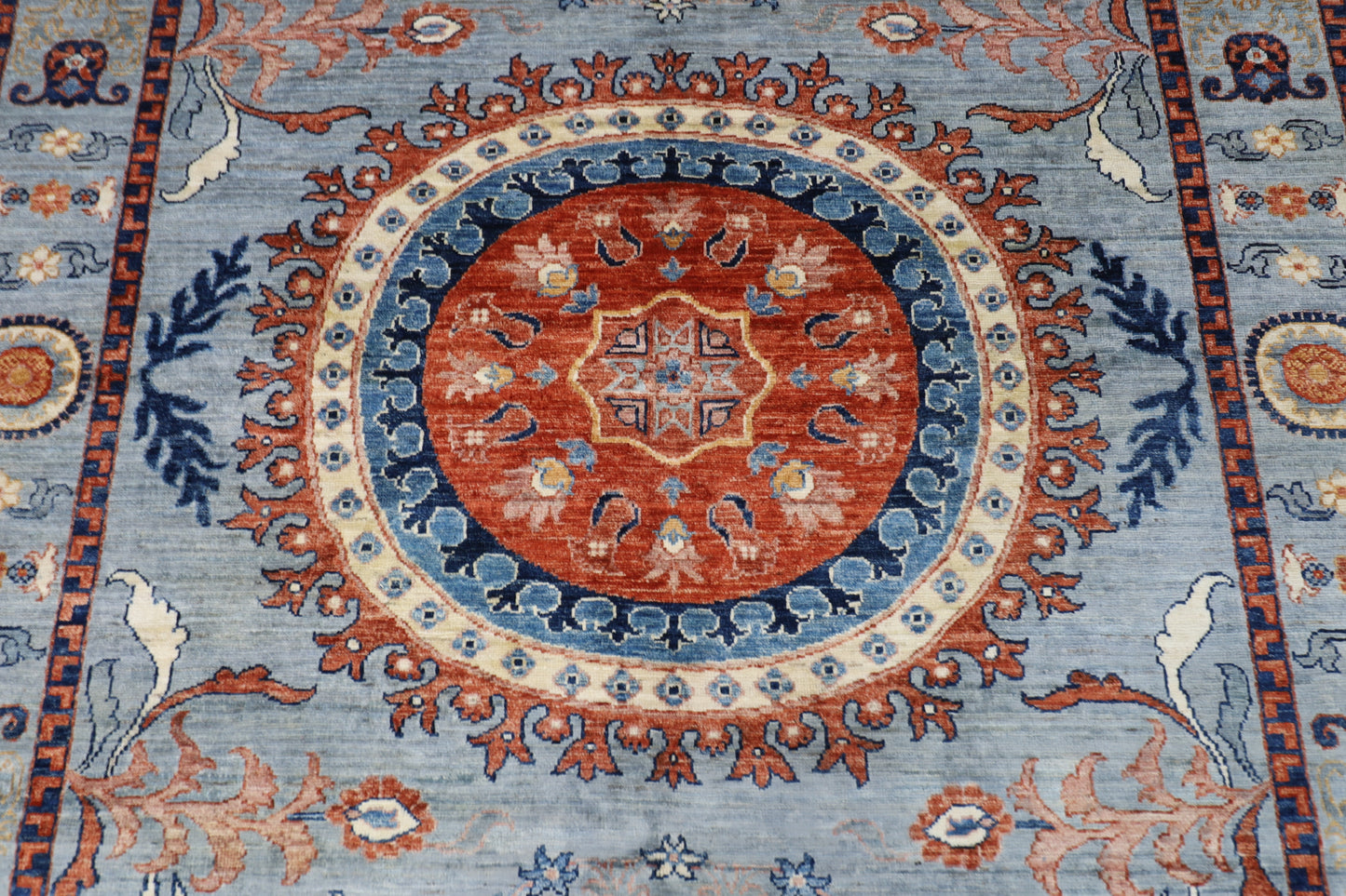 202 x 293 cm | Suzani Afghan Tribal Hand Knotted Veg Dye Wool carpet