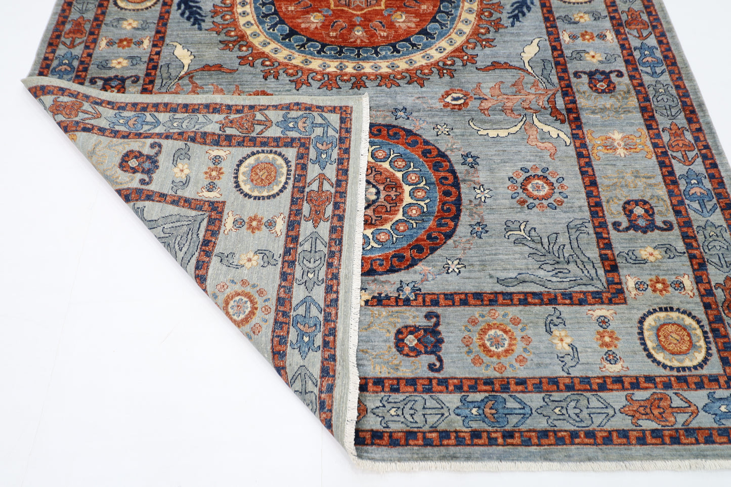 202 x 293 cm | Suzani Afghan Tribal Hand Knotted Veg Dye Wool carpet