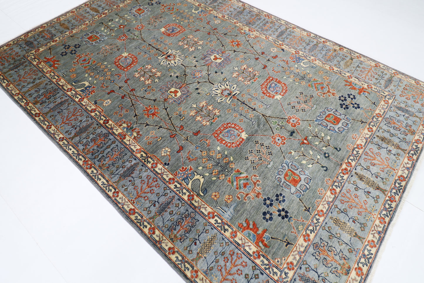 200 x 293 cm | Oriental Afghan Tribal Hand Knotted Veg Dye Wool carpet