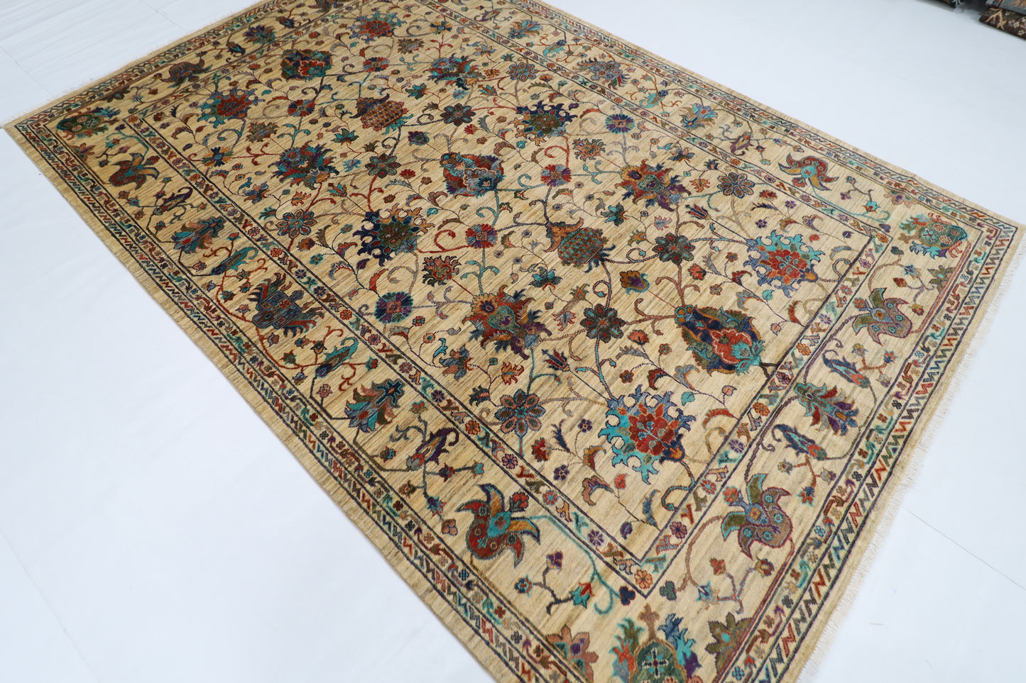 198 x 295 cm | Sultani Afghan Tribal Hand Knotted Veg Dye Wool carpet