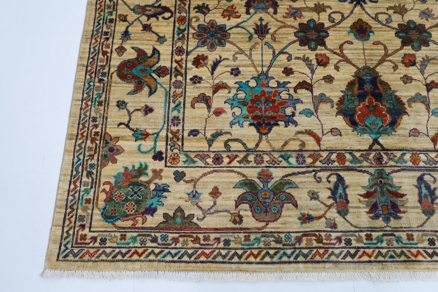 198 x 295 cm | Sultani Afghan Tribal Hand Knotted Veg Dye Wool carpet