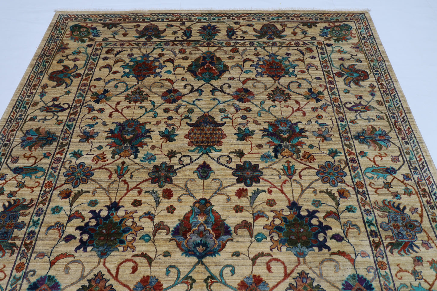 198 x 295 cm | Sultani Afghan Tribal Hand Knotted Veg Dye Wool carpet