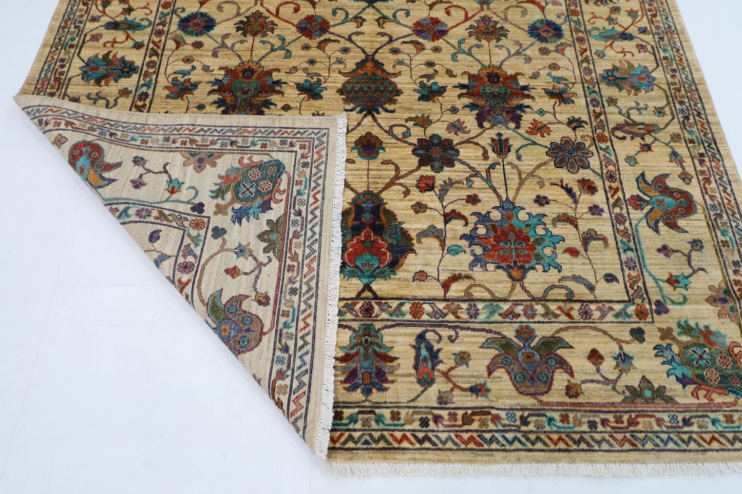198 x 295 cm | Sultani Afghan Tribal Hand Knotted Veg Dye Wool carpet