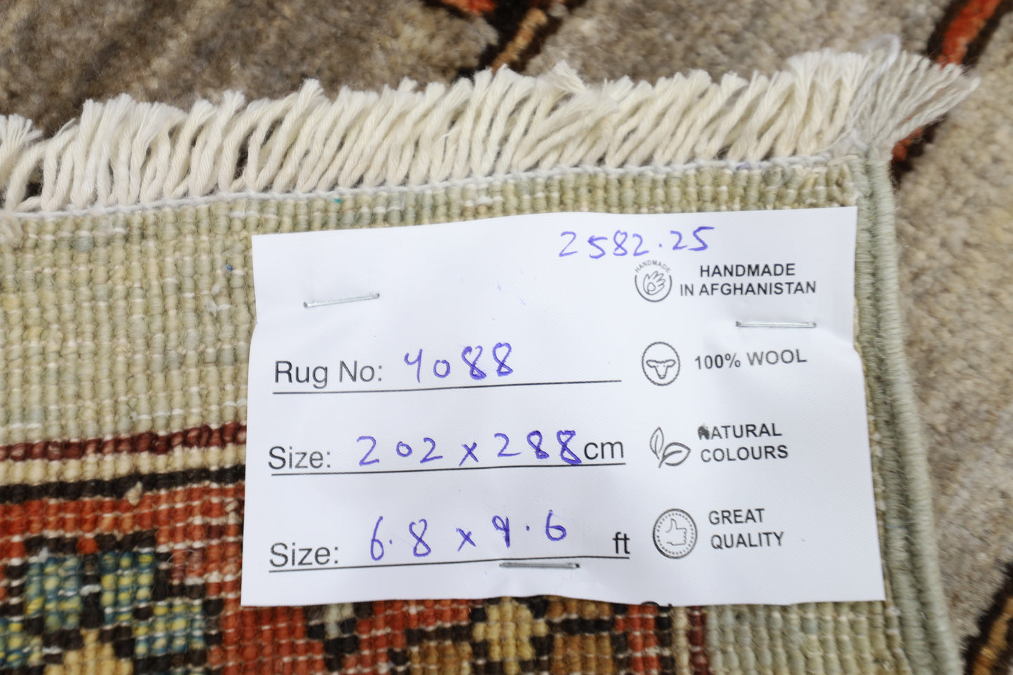 202 x 288 cm | Afghan Tribal Hand Knotted Veg Dye Wool carpet