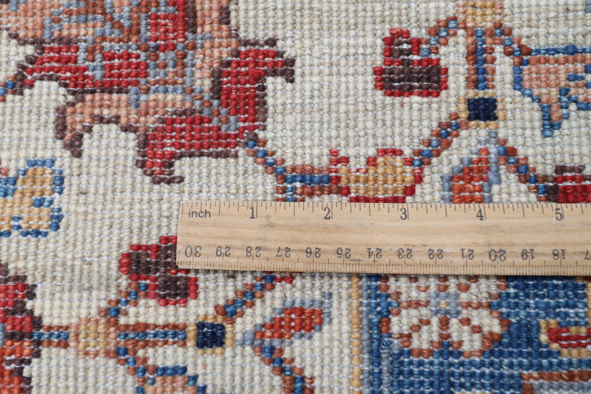 207 x 299 cm | Geometric Design Hand Knotted Veg Dye Wool Afghan Carpet