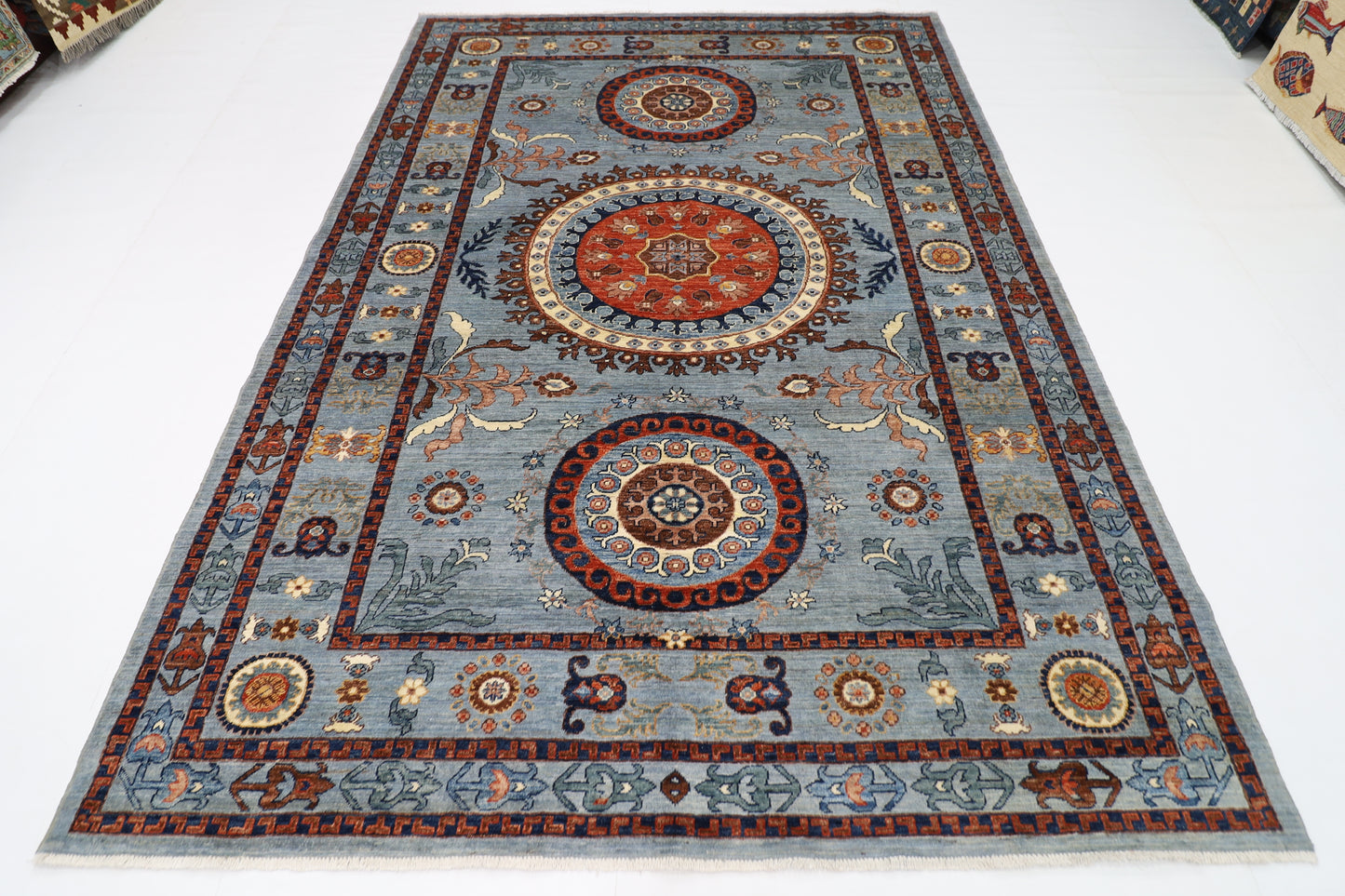 204 x 290 cm | Suzani Afghan Tribal Hand Knotted Veg Dye Wool carpet