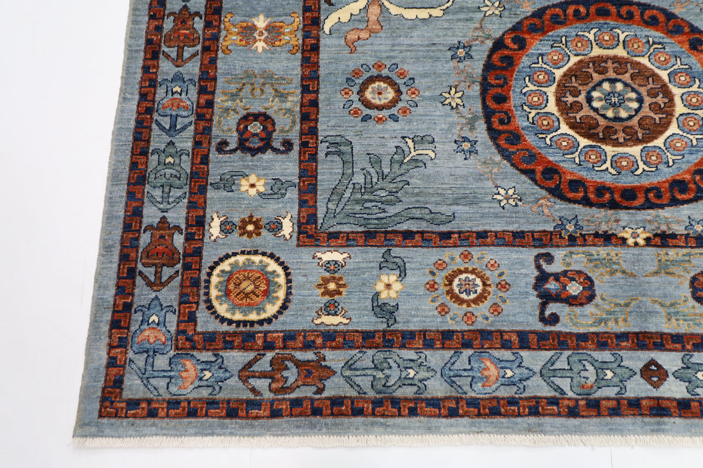 204 x 290 cm | Suzani Afghan Tribal Hand Knotted Veg Dye Wool carpet