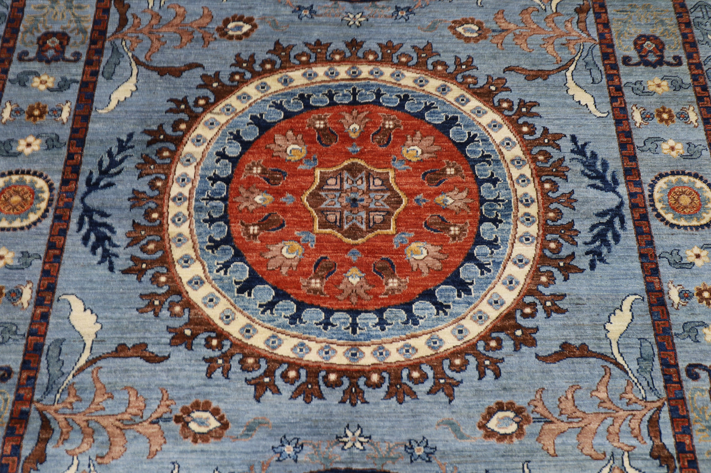 204 x 290 cm | Suzani Afghan Tribal Hand Knotted Veg Dye Wool carpet