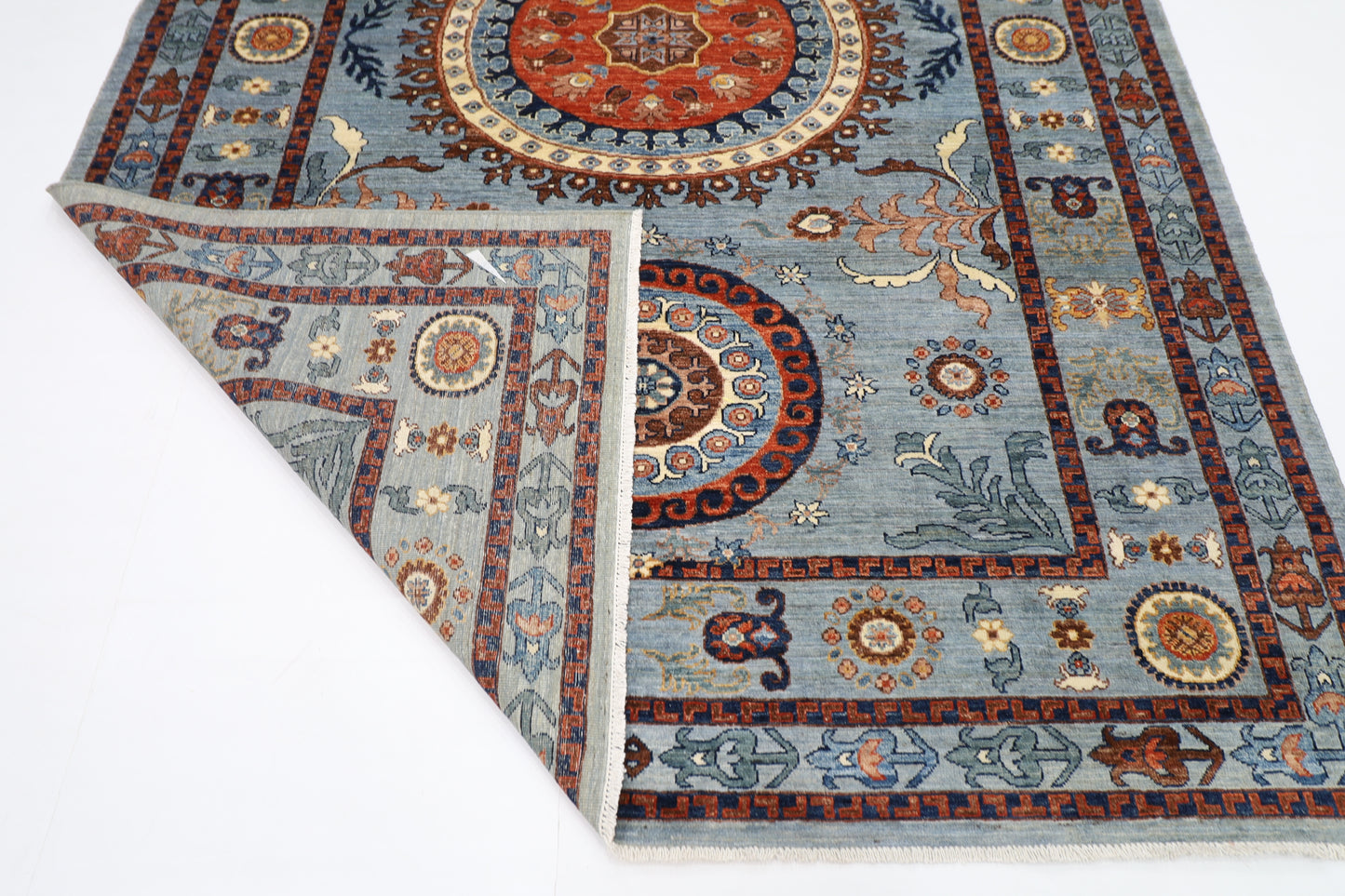 204 x 290 cm | Suzani Afghan Tribal Hand Knotted Veg Dye Wool carpet