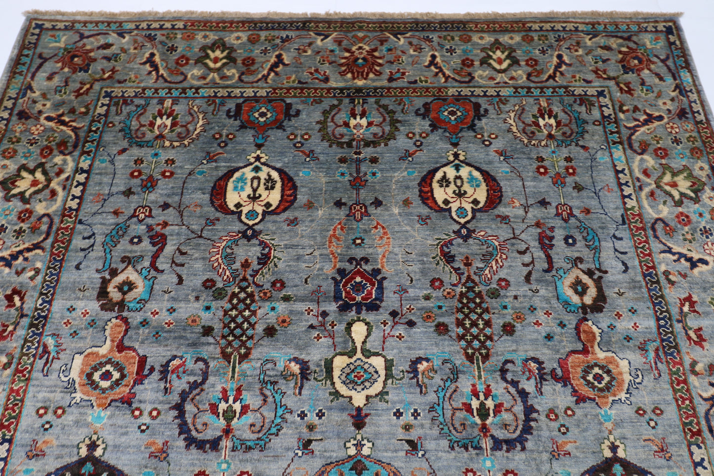 198 x 190 cm | Sultani Afghan Tribal Hand Knotted Veg Dye Wool carpet